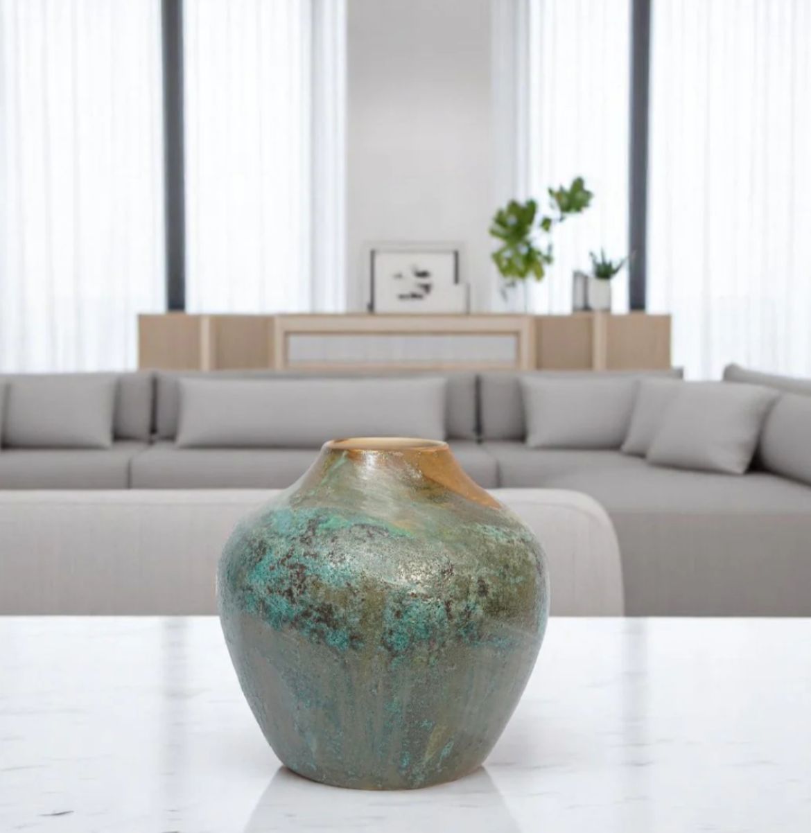 Verdigris Echo Ceramic Vases
