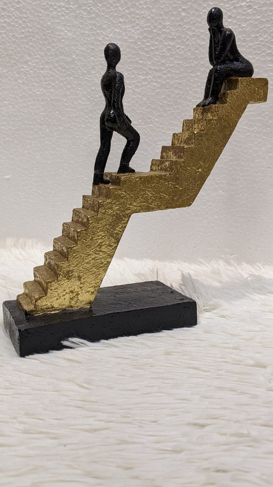 Climbing Ladder Decorative Statue – Black and Gold Figurine