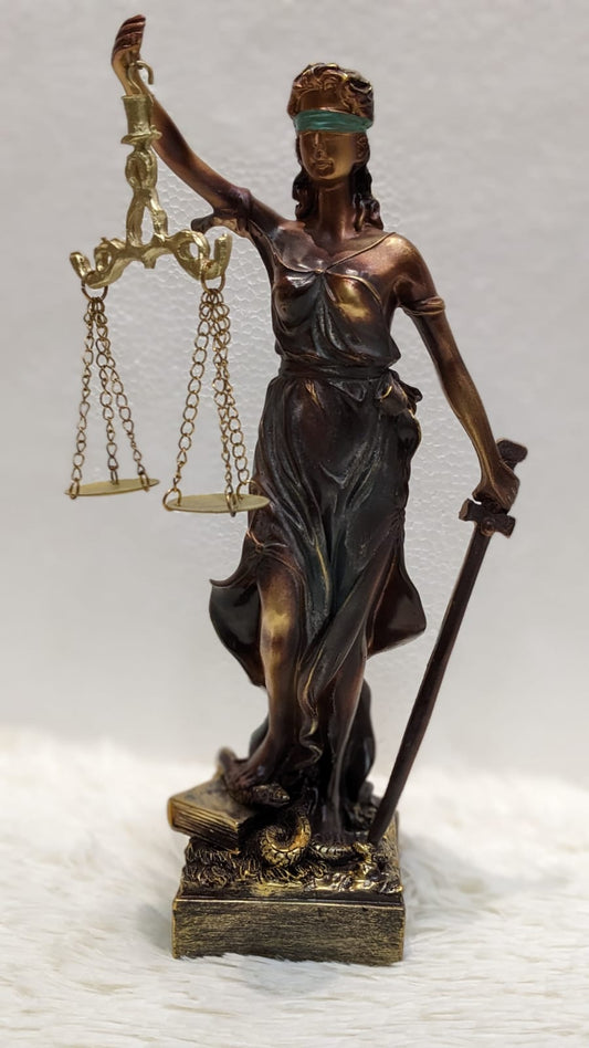 Lady Justice Blindfolded Sculpture with Sword
