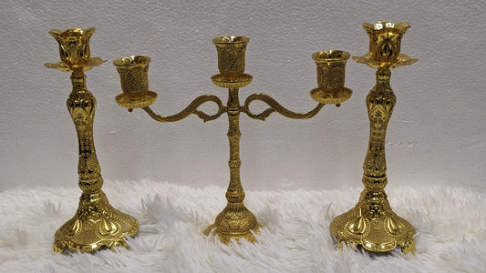 Brass Candle Holder Set with Candelabra – Classic Table Decor