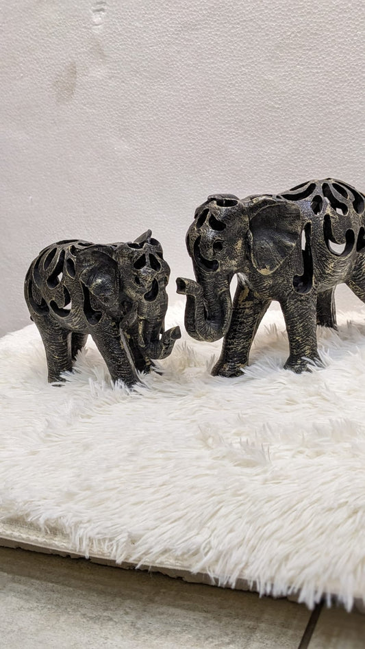 Lizza Pair Elephant Tabletop Sculpture