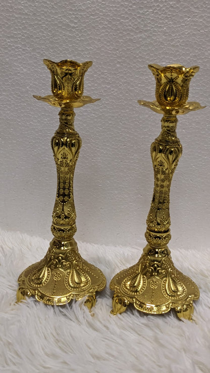 Brass Candle Holder Set with Candelabra – Classic Table Decor