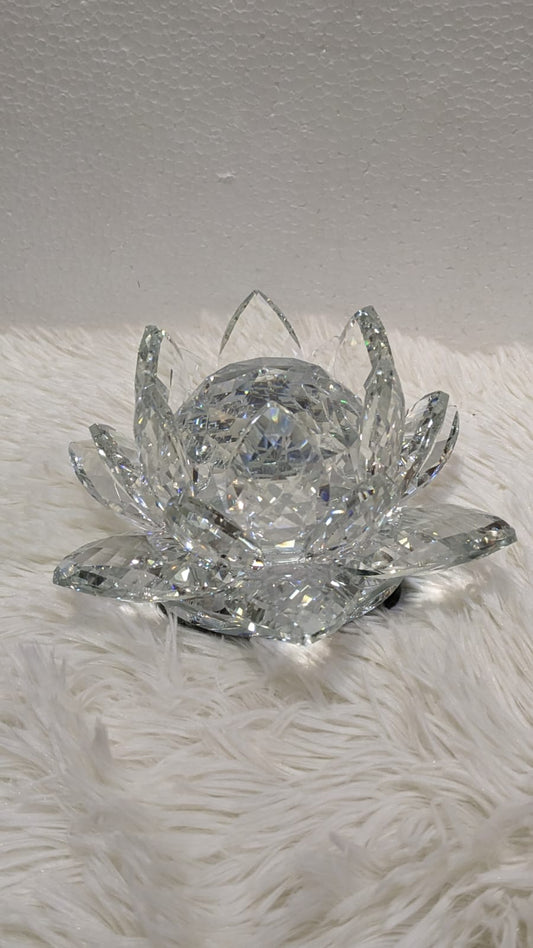 Crystal Swan Lotus Glass Ornament